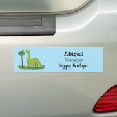 Cute happy green brontosaurus dinosaur cartoon bumpersticker (Op auto)