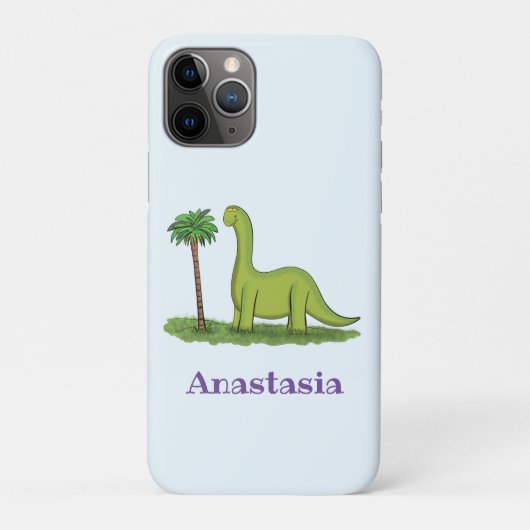 Cute happy green brontosaurus dinosaur cartoon Case-Mate iPhone case (Achterkant)