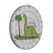 Cute happy green brontosaurus dinosaur cartoon dartbord (Voorkant Links)