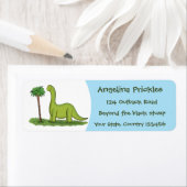 Cute happy green brontosaurus dinosaur cartoon etiket (Insitu)