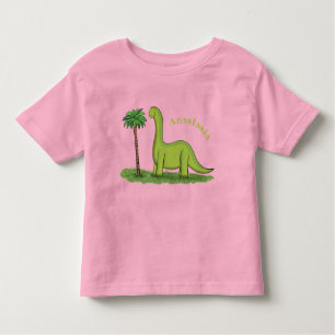Cute happy green brontosaurus dinosaur cartoon kinder shirts