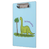 Cute happy green brontosaurus dinosaur cartoon klembord (Links)