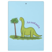Cute happy green brontosaurus dinosaur cartoon klembord (Achterkant)