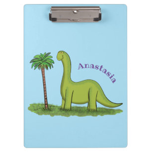 Cute happy green brontosaurus dinosaur cartoon klembord