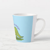 Cute happy green brontosaurus dinosaur cartoon latte mok (Rechts)