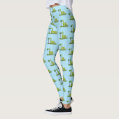 Cute happy green brontosaurus dinosaur cartoon leggings (Links)