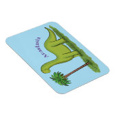 Cute happy green brontosaurus dinosaur cartoon magneet (Rechterzijde)