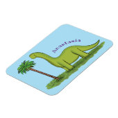 Cute happy green brontosaurus dinosaur cartoon magneet (Linkerzijde)