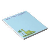 Cute happy green brontosaurus dinosaur cartoon notitieblok (Schuin)