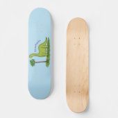 Cute happy green brontosaurus dinosaur cartoon persoonlijk skateboard (Voorkant)