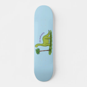 Cute happy green brontosaurus dinosaur cartoon persoonlijk skateboard