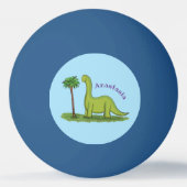 Cute happy green brontosaurus dinosaur cartoon pingpongbal (Achterkant)