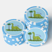 Cute happy green brontosaurus dinosaur cartoon poker chips (Opstapeling)