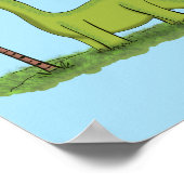 Cute happy green brontosaurus dinosaur cartoon poster (Hoek)