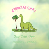 Cute happy green brontosaurus dinosaur cartoon raamsticker (Vel 3)