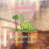 Cute happy green brontosaurus dinosaur cartoon raamsticker (Vel 2)