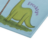 Cute happy green brontosaurus dinosaur cartoon snijplank (Hoek)