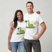 Cute happy green brontosaurus dinosaur cartoon t-shirt (Unisex)