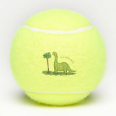 Cute happy green brontosaurus dinosaur cartoon tennisballen (Achterkant)