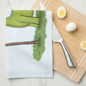 Cute happy green brontosaurus dinosaur cartoon theedoek (Quarter Fold)