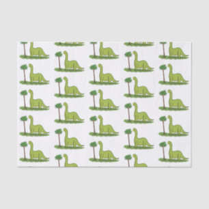 Cute happy green brontosaurus dinosaur cartoon tissuepapier