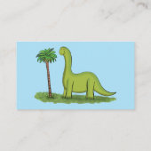 Cute happy green brontosaurus dinosaur cartoon visitekaartje (Achterkant)