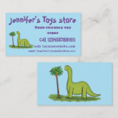 Cute happy green brontosaurus dinosaur cartoon visitekaartje (Voorkant / Achterkant)