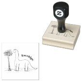Cute happy green brontosaurus dinosaur rubberstempel (Gestempeld)