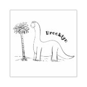 Cute happy green brontosaurus dinosaur rubberstempel (Afrduk)