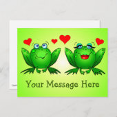 Cute Happy Green Frogs w Hearts Custom Message Briefkaart (Voorkant / Achterkant)