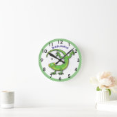 Cute happy green gecko lizard cartoon ronde klok (Huis)