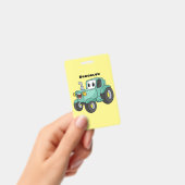 Cute happy green tractor cartoon badge (Handheld)