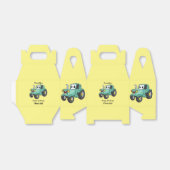 Cute happy green tractor cartoon bedankdoosjes (Uitgevouwen)