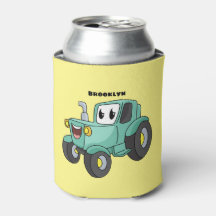 Cute happy green tractor cartoon