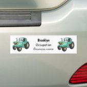 Cute happy green tractor cartoon bumpersticker (Op auto)