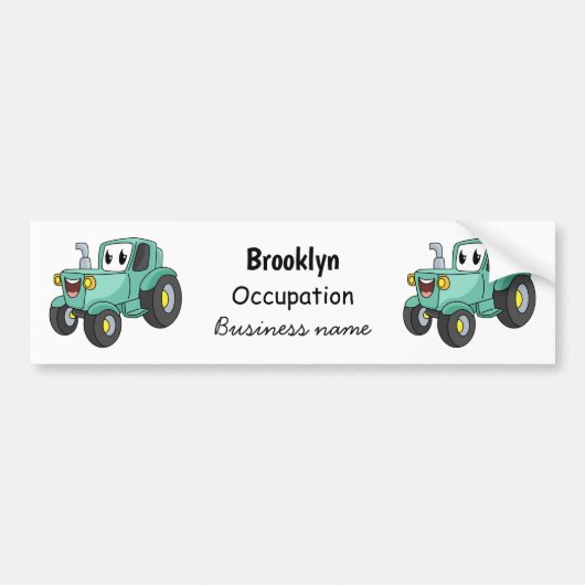 Cute happy green tractor cartoon bumpersticker (Voorkant)