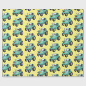 Cute happy green tractor cartoon cadeaupapier (Vlak)