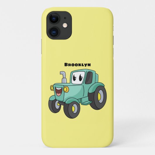 Cute happy green tractor cartoon Case-Mate iPhone case (Achterkant)