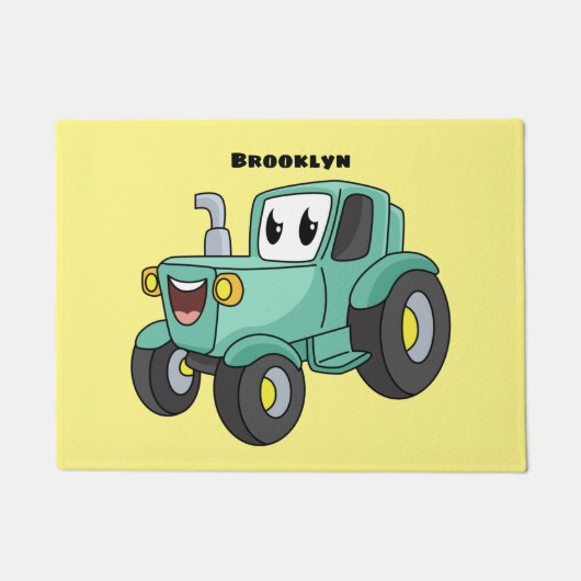 Cute happy green tractor cartoon deurmat (Voorkant)