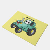 Cute happy green tractor cartoon deurmat (Schuin)