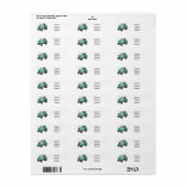 Cute happy green tractor cartoon etiket (Full Sheet)