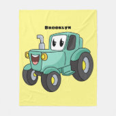 Cute happy green tractor cartoon fleece deken (Voorkant)