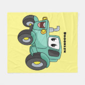 Cute happy green tractor cartoon fleece deken (Voorkant (Horizontaal))