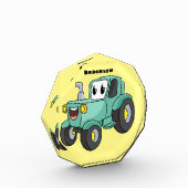 Cute happy green tractor cartoon fotoblokken (Links)