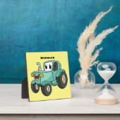 Cute happy green tractor cartoon fotoplaat (Insitu)