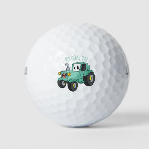 Cute happy green tractor cartoon golfballen