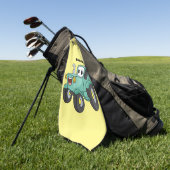 Cute happy green tractor cartoon golfhanddoek (Groen)