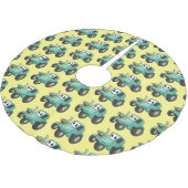 Cute happy green tractor cartoon kerstboom rok (Gekanteld)