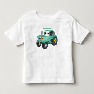 Cute happy green tractor cartoon kinder shirts