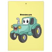 Cute happy green tractor cartoon klembord (Achterkant)